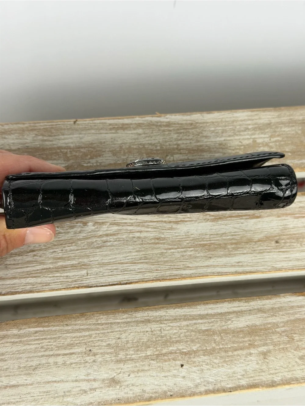 Brighton black crocodile embossed lipstick case or small accessory holder.